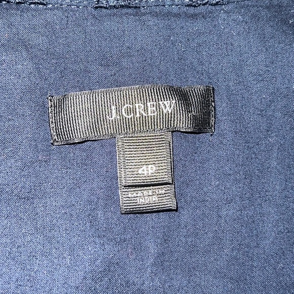 J. Crew Cotton Eyelet Dress w/Collar and Hidden Button Placket Size 4P Navy - Picture 13 of 14